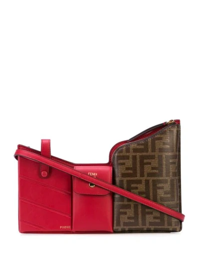 Fendi Tasche Leather And Ff-embossed Crossbody Bag In Red