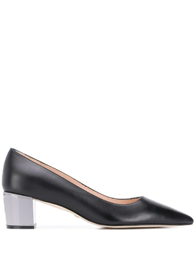 Stuart Weitzman Carole Clear-heel Leather Pumps In Black