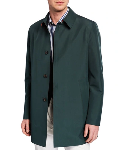 Kired Men's Spread-collar Rain Coat, Orange/green