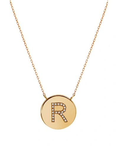 Zoe Lev Jewelry 14k Diamond Initial Disc Necklace In Gold