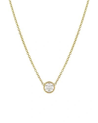 Zoe Lev Jewelry 14k Large Diamond-bezel Necklace In Gold
