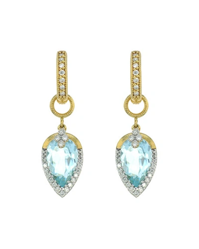 Jude Frances Provence Pave Teardrop Delicate Quad Earring Charms, Sky Blue Topaz