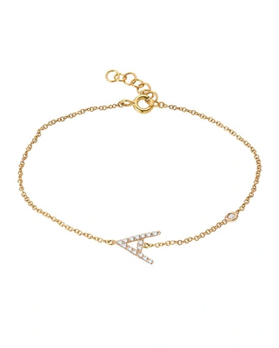 Zoe Lev Jewelry 14k Gold Diamond Initial W/ Bezel Bracelet