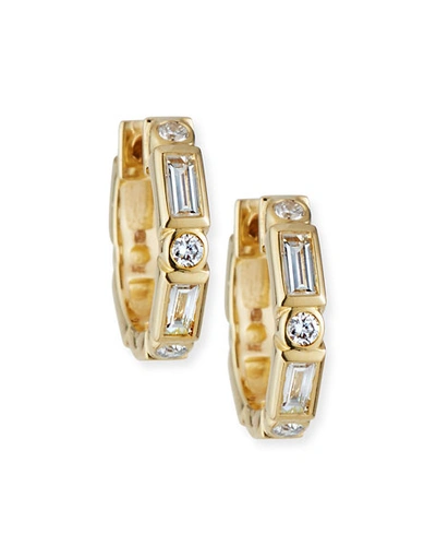 Sydney Evan 14k Baguette & Round-cut Diamond Hoop Earrings In Gold