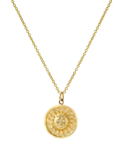 Zoe Lev Jewelry 14k Diamond Sun Medallion Necklace In Gold