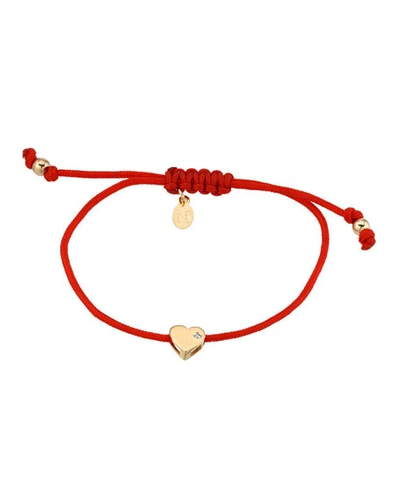 Zoe Lev Jewelry 14k Gold Heart With Diamond 0.01ct Fortune Bracelet
