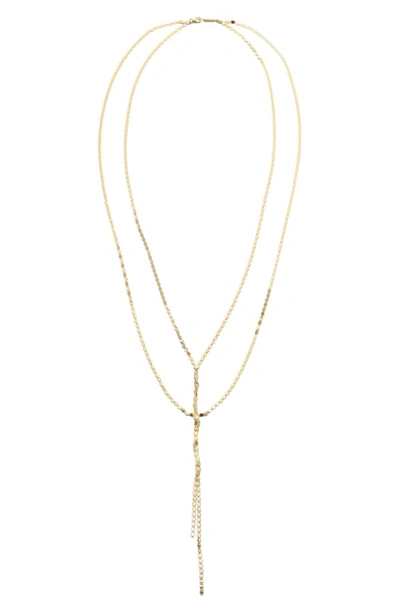 Lana 14k Nude Long Blake Y-drop Necklace In Yellow Gold