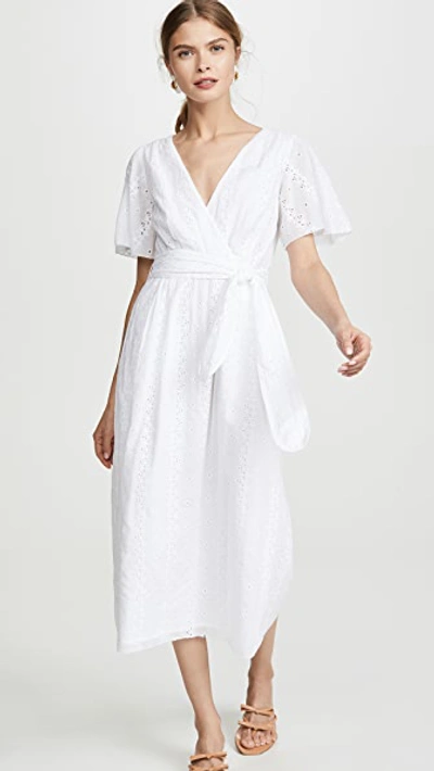 Joie Azariah Tie-waist Eyelet Midi Dress In Clean White