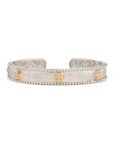 Jude Frances Mixed Metal Narrow Beaded Maltese Cuff In Silver