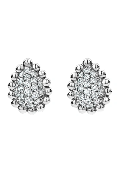 Lagos Caviar Spark Diamond Pear Earrings In Silver/ Diamond
