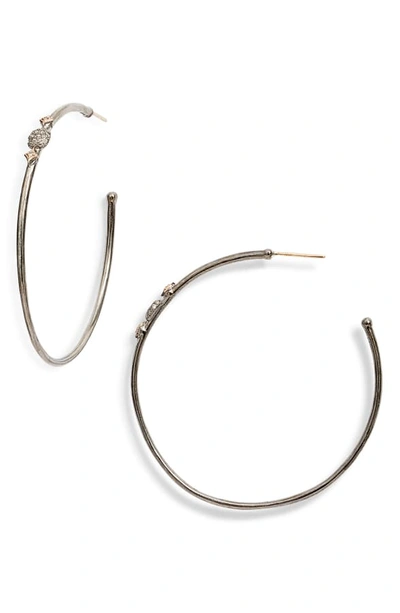 Armenta Cuento Diamond Pave Cushion Hoop Earrings In Silver/ Gold