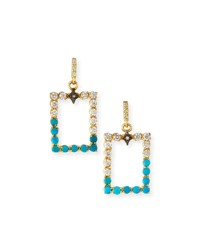 Armenta Old World Rectangular Diamond & Turquoise Drop Earrings In Gold
