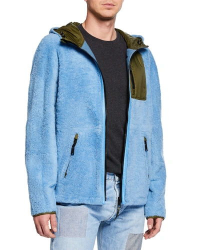 Yves Salomon Men's Colorblock Fleece Zip-front Jacket In Noir