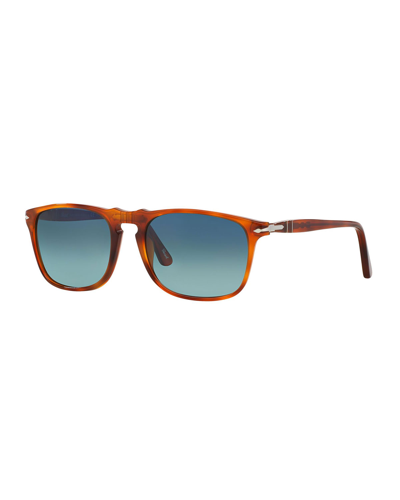 Persol Men's Flat-top Square Sunglasses - Gradient Polarized In Orange/blue Polarized Gradient