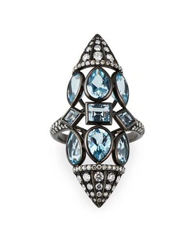 Etho Maria 18k Blue Topaz & Diamond Ring
