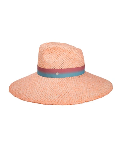 Maison Michel Big Bettina Large Brim Woven Sun Hat In Powder Pink