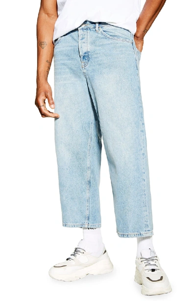 Topman Cropped Skinny Fit Jeans In Blue