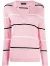 Cashmere In Love Striped Polo Shirt In Pink