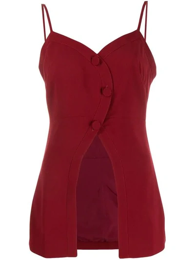 Rokh Miro Jersey Button Top In Red
