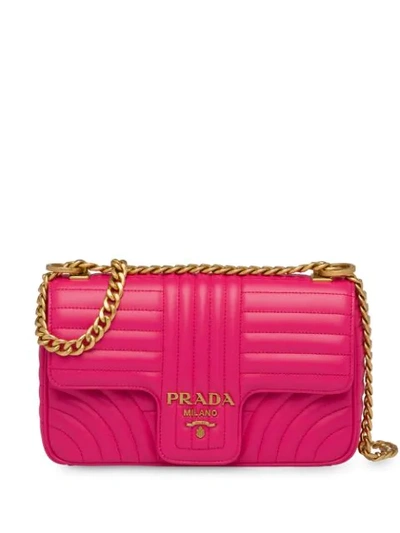 Prada Diagramme Medium Leather Bag In Pink