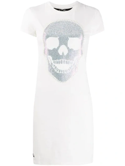 Philipp Plein Skull T-shirt Dress In White