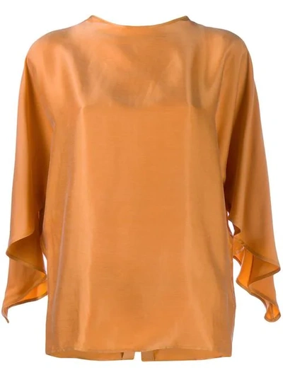 Aeron Adele Button Back Blouse In Burnt Orange