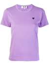Comme Des Garçons Play Embroidered-logo Cotton T-shirt In Purple