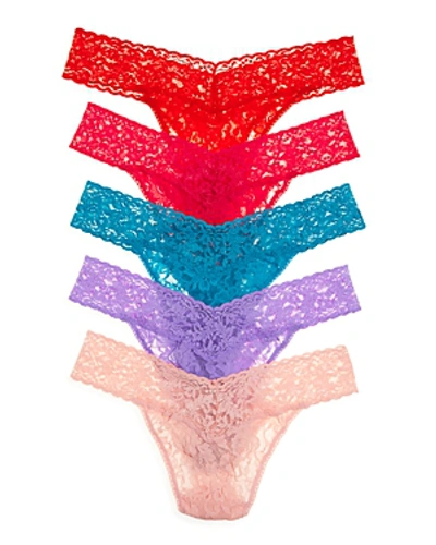 Hanky Panky Signature Original-rise Thongs, Set Of 5 In Sicilian Granitas