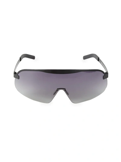Illesteva 140mm Hopper Gradient Matte Shield Sunglasses In Black/gray