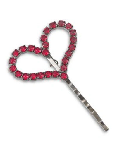 Elizabeth Cole Pip Swarovski Crystal Heart Barrette In Pink