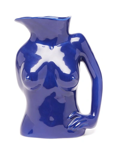 Anissa Kermiche Jugs Jug Ceramic Vase In Navy Blue Shiny