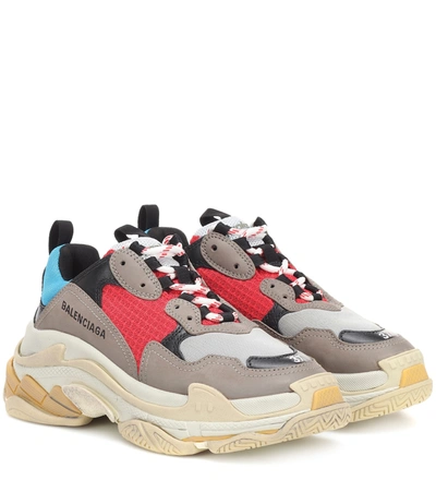 Balenciaga Triple S Logo-embroidered Leather, Nubuck And Mesh Sneakers In 4365