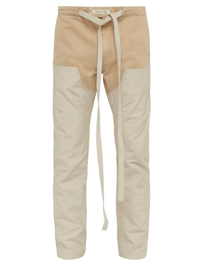 Fear Of God Panelled Cotton-twill Trousers In Neutral