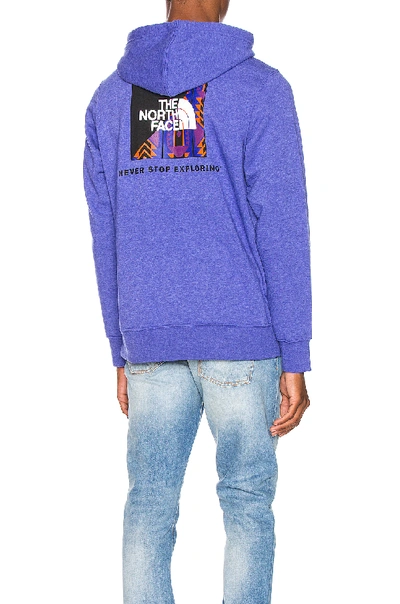 The North Face Black Rage Red Box Pullover Hoodie In Aztec Blue