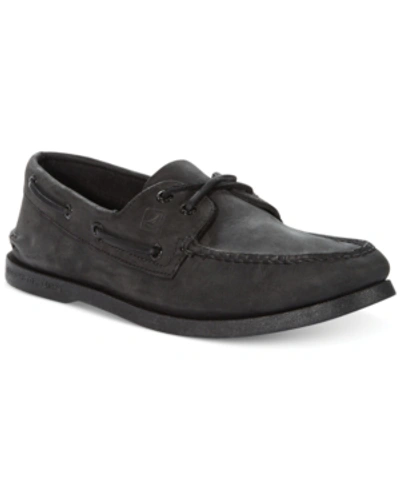 Sperry A/o 2 Eye Mens Leather Slip On Boat Shoes In Black