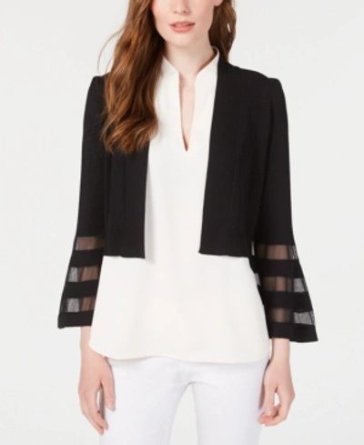 Calvin Klein Illusion-trim Shrug Cardigan In Black