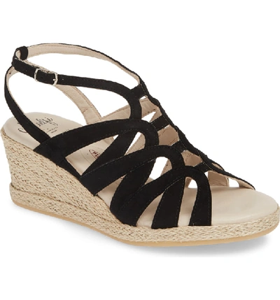 Amalfi By Rangoni Luca Espadrille Wedge Sandal In Black Suede