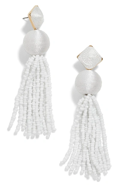 Baublebar Azura Beaded Tassel Earrings In White