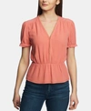 1.state Circle Trim Peplum Blouse In Coral Coast