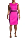 Calvin Klein Plus Paneled Sheath Dress In Shocking Pink