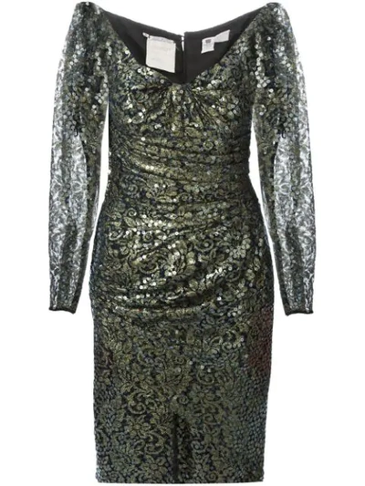 Pre-owned Emanuel Ungaro Vintage Sequin And Lace Dress In Black