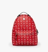 Mcm Stark Backpack In White Logo Visetos In White Logo Viva Red