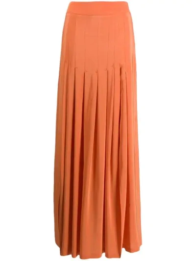 Erika Cavallini Pleated Maxi Skirt In Orange