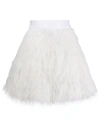 Alice And Olivia Cina Ostrich Feather Skirt In White