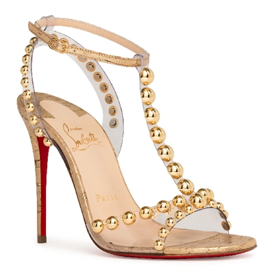 Christian Louboutin Gold Leather Faridaravie Sandals In Gold/transparent