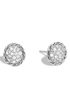 John Hardy Classic Chain Silver & White Diamond Stud Earrings