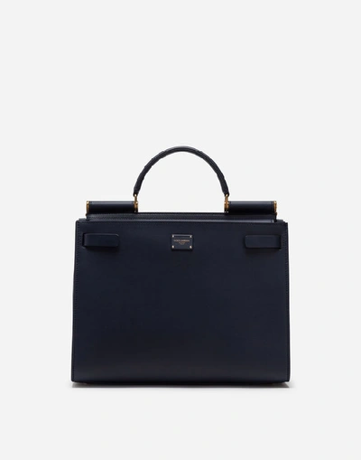 Dolce & Gabbana Large Calfskin Sicily 62 Bag In Blue