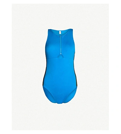 Calvin Klein Round-neck One-piece Swimsuit In 446 Duke Blue