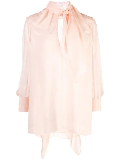 Carolina Herrera Keyhole Silk Bouse In Pink