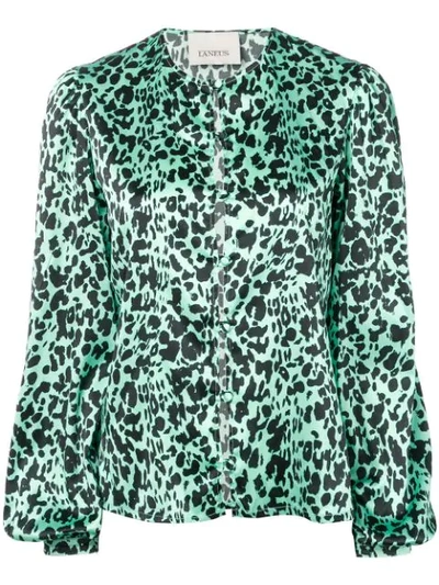 Laneus Leopard Print Blouse In Green